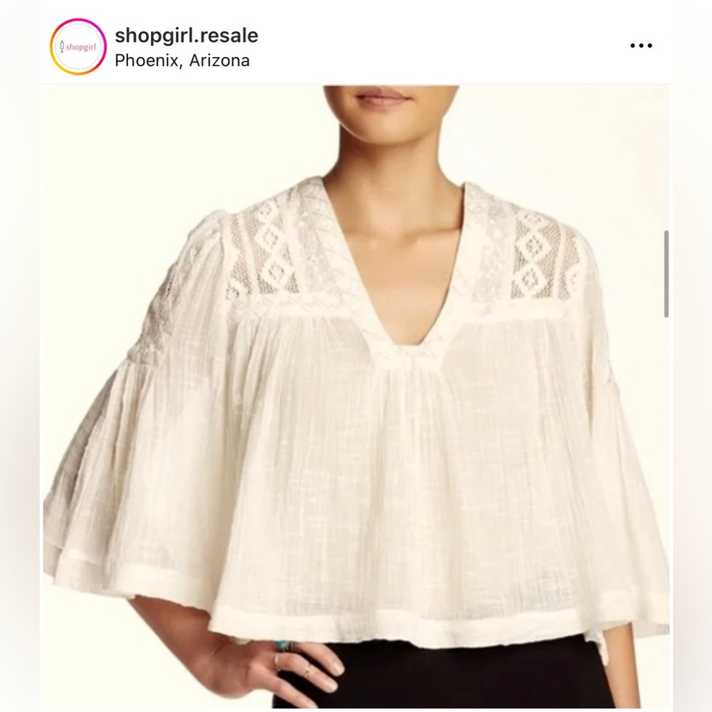 Free People top Carry Me Away Blouse linen anthropologie Maeve Pilcro xs small
